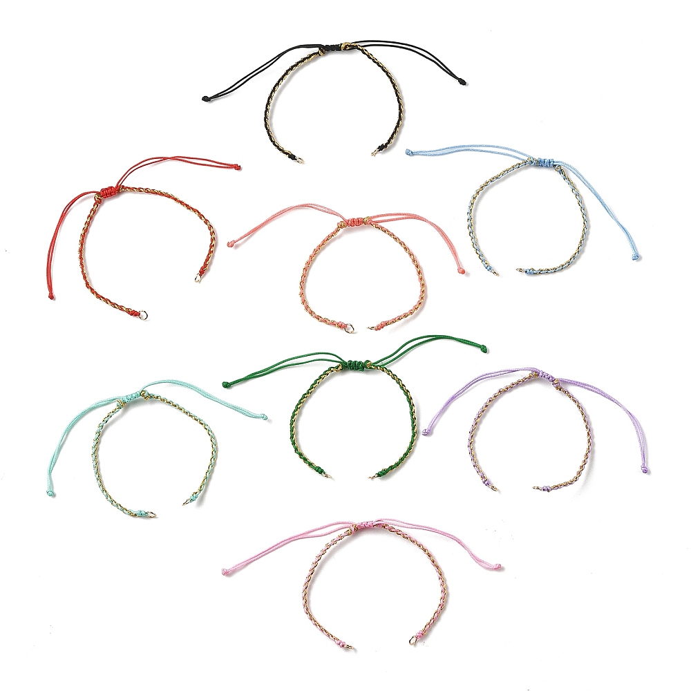 Jump Rope - 8個入り、長さ調節可能なナイロン編み込みロープブレスレット用コード。ジャンプリング付き。DIYジュエリー製作用の編み込みブレスレットの土台として使用可能。