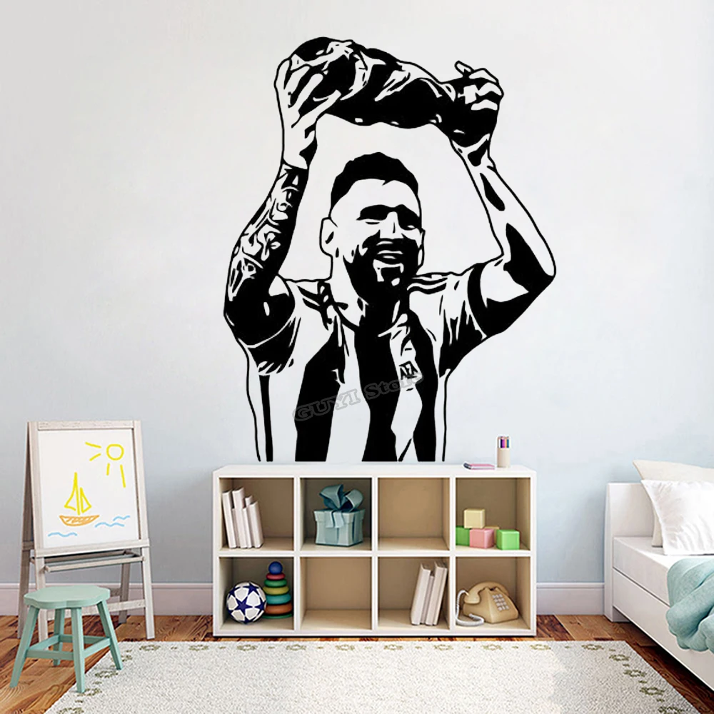 Sports Equipment Poster - メッシ ウォール ステッカー ビニール デカール サッカー