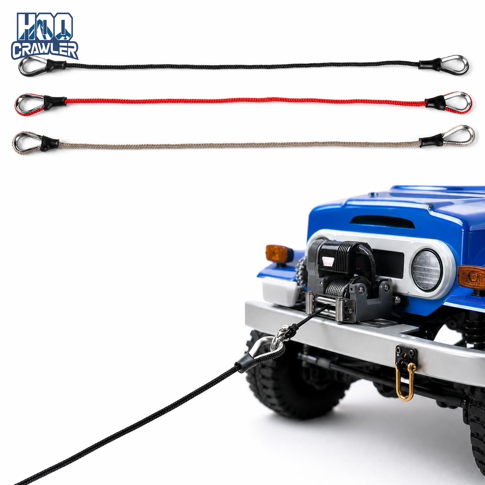 Jump Rope - 2本セット RC牽引ロープ、1/16、1/18、1/24スケールのRCクローラーカー用、高耐久性、模擬牽引ロープ、アップグレードパーツ。
