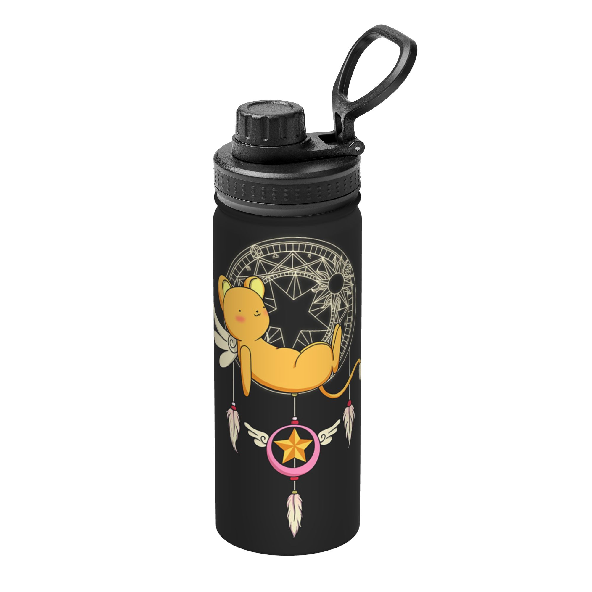 Sports Water Bottle Insulated - カードキャプターさくらのアニメをモチーフにした、18オンスの断熱スポーツボトル。ステンレス製で、屋外での使用に適したコーヒーカップ、マグカップ、水筒。