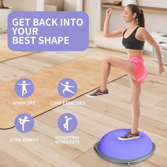 70cm ボスボール、滑り止め付き木製ベース付きインフレータ - Gym Ball のレビューと価格