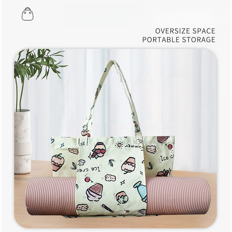 花柄プリントのキャンバス製ヨガマットトートバッグ。ピラティス - Yoga Mat のレビューと価格