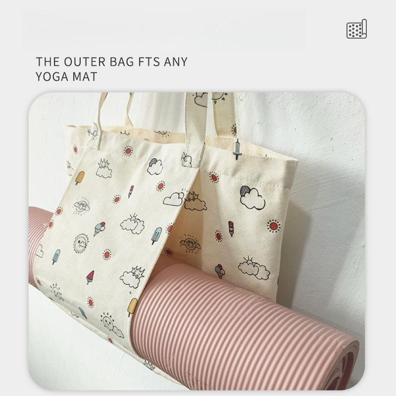 花柄プリントのキャンバス製ヨガマットトートバッグ。ピラティス - Yoga Mat のレビューと価格