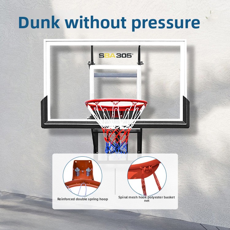 壁掛け式バスケットボールゴール。高さ調節可能。屋内トレーニン - Basketball Hoop のレビューと価格