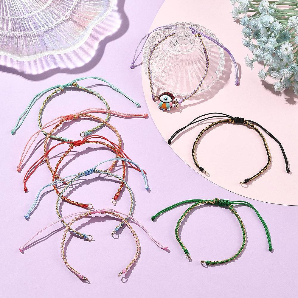 8個入り、長さ調節可能なナイロン編み込みロープブレスレット用 - Jump Rope のレビューと価格